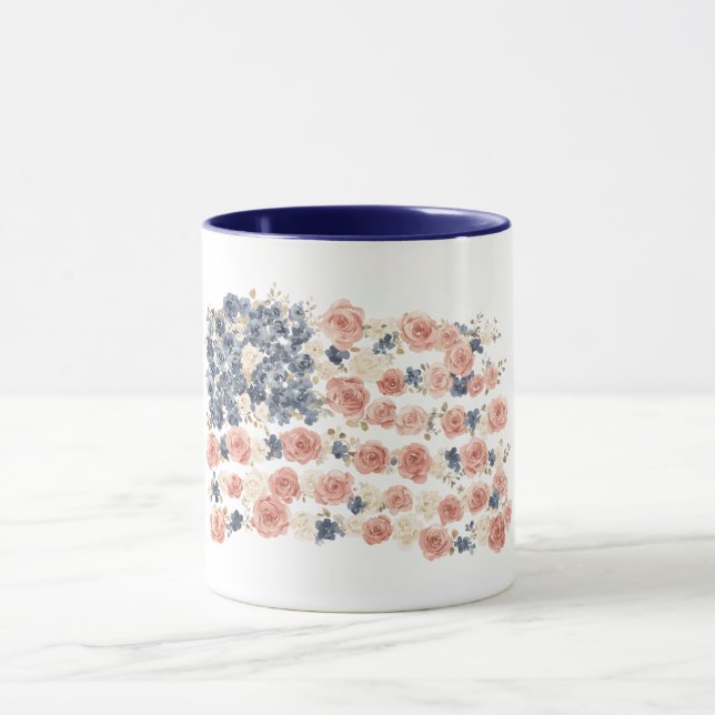 Rote Weiße Blaue Blumen Tasse (Zentrum)