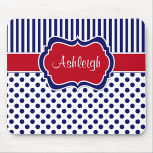 Rote weiße blaue gestreifte Tupfen Mousepad