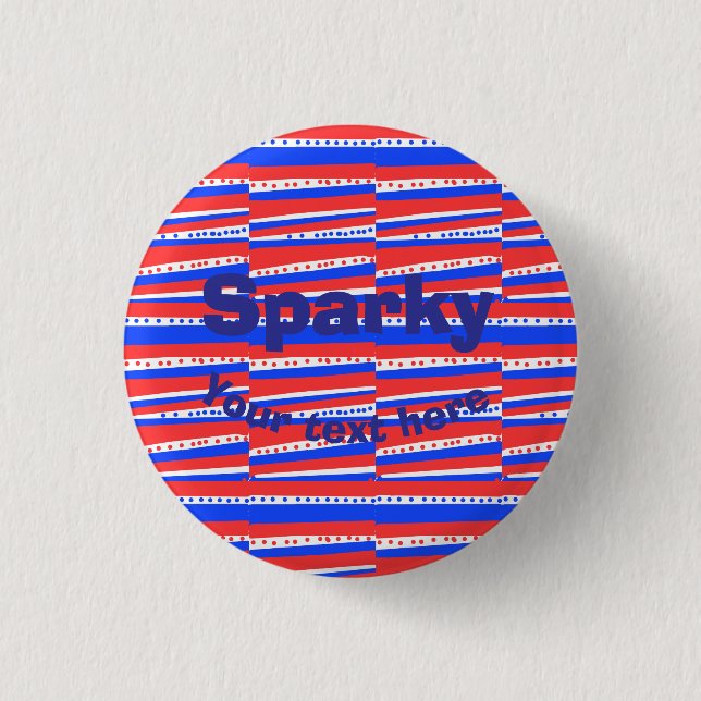 Rote Weiße Blaue Kreise Streifen Button (Vorderseite)
