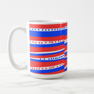 Rote Weiße Blaue Kreise Streifen Chili Kaffeetasse