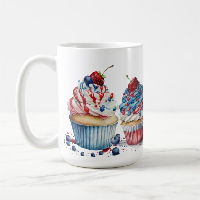 ROTE WEISSE BLAUE PATRIOTISCHE KUPCAKEN KAFFEETASSE (Links)