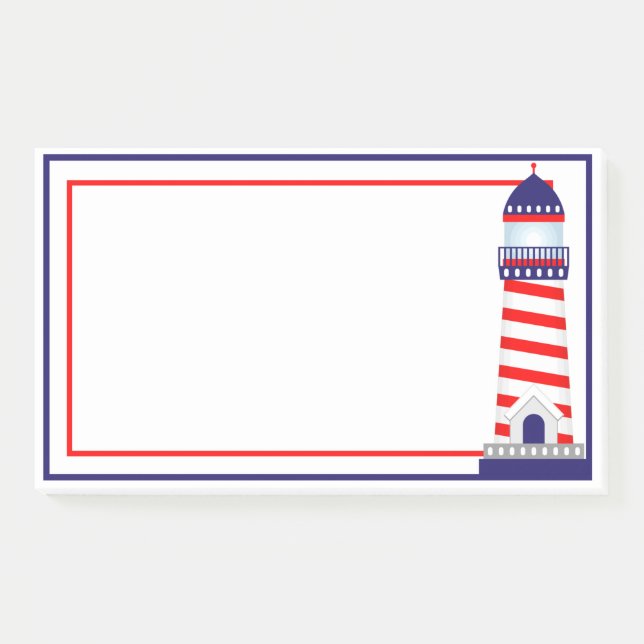 Rote Weiße Blaue Patriotische Leuchtturm-Post-It-N Post-it Klebezettel (Vorderseite)
