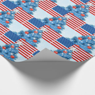 Rote Weiße Blaue Sterne und Streifen USA Weihnacht Geschenkpapier