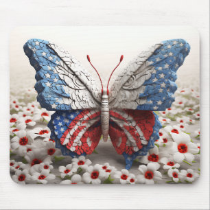 ROTE WEISSE BLUE PATRIOTISCHE SCHALTFLÄCHE UND BLU MOUSEPAD