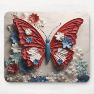 ROTE WEISSE BLUE PATRIOTISCHE SCHALTFLÄCHE UND BLU MOUSEPAD