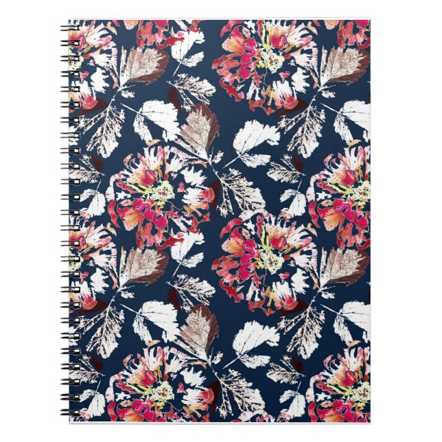 Rote, weiße Blume auf blau. Notizblock (Vorderseite)