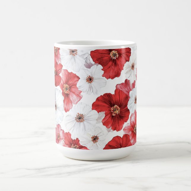 Rote weiße Blume Kaffeetasse (Mittel)