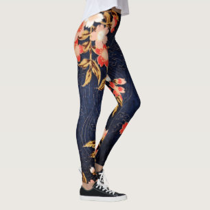 ROTE WEISSE BLUMEN MIT ROTEN BLUMENBLUMEN LEGGINGS