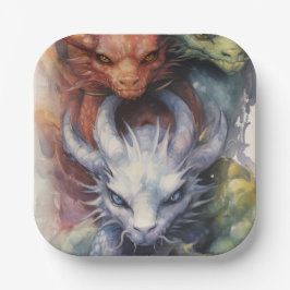 Rote weiße Drachen Pappteller