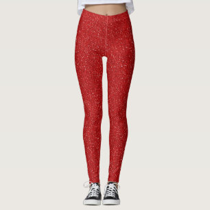 Rote weiße Glitzern-Glitzer-Blick-Leggings Leggings
