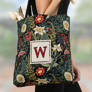 Rote Weiße Grüne Lilien Dahlien Florales Monogramm