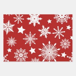 ROTE WEISSE GRÜNE SCHNEELAKEN STARS STRIPES GESCHENKPAPIER SET