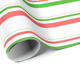 Rote, weiße, grüne WeihnachtsStreifen Inspiriert Geschenkpapier