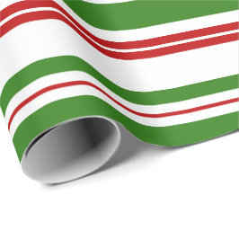 Rote, weiße, grüne WeihnachtsStreifen Inspiriert Geschenkpapier