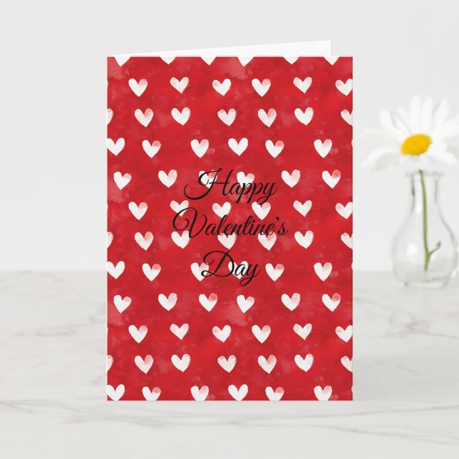 Rote Weiße Herzen Liebe Valentinstag Karte (Kleine Pflanze)