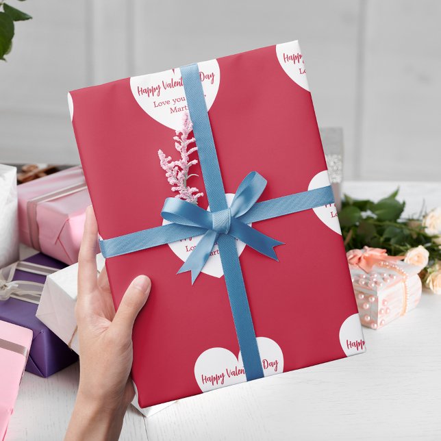 Rote weiße Herzen Valentinstag Geschenkpapier (Von Creator hochgeladen)