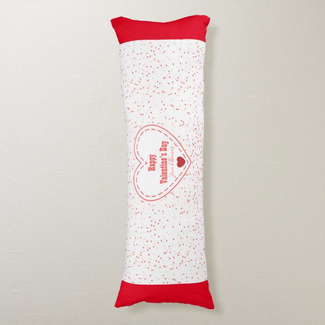Rote weiße Liebe Herz Einfach Moderner Valentinsta Seitenschläferkissen (Vorderseite Vertikal)