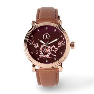 ROTE WEISSE MEERESDRAGON MONOGRAM ARMBANDUHR