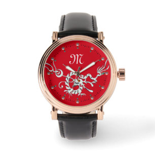 ROTE WEISSE MEERESDRAGON MONOGRAM ARMBANDUHR