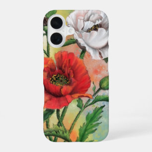 Rote weiße Mohnblumen iPhone 16 Hülle