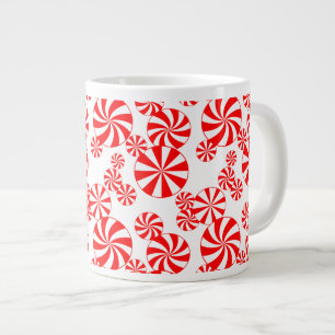 Rote weiße Pfefferminzbonbon-Muster-Jumbotasse Jumbo-Tasse