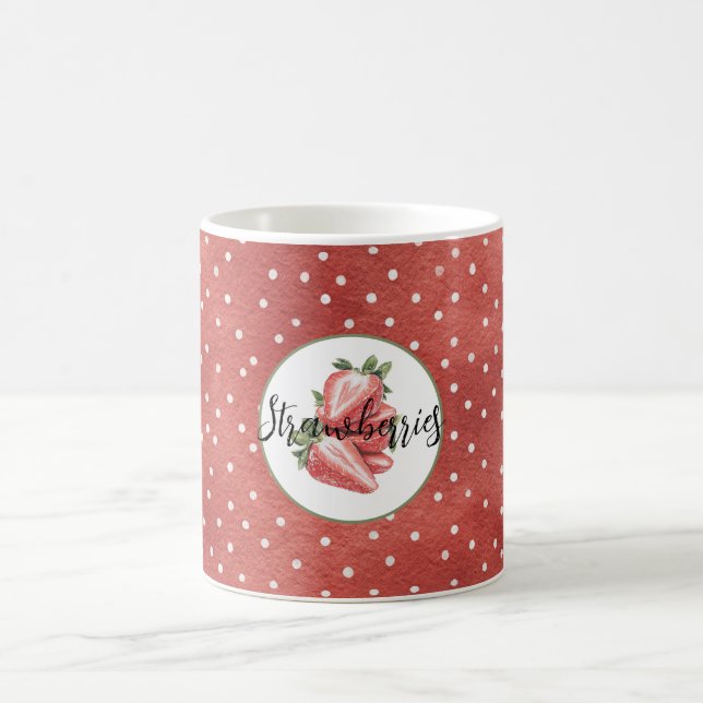 Rote Weiße Punkte Erdbeeren Obst   Kaffeetasse (Mittel)