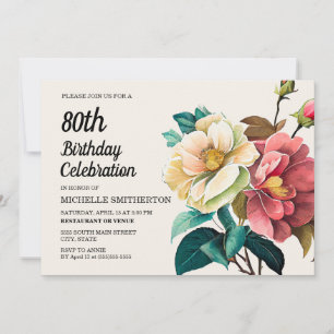 Rote weiße Rosen 80. Geburtstag Einladung
