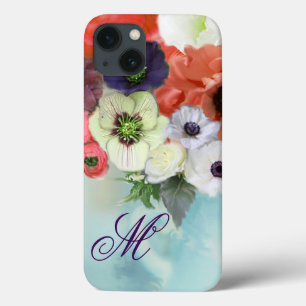 ROTE WEISSE ROSEN, BLUE ANEMON BLUME MONOGRAM Case-Mate iPhone HÜLLE