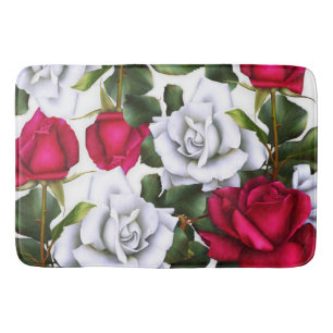 Rote & Weiße Rosen Shabby Chic Rustikal Moderner G Badematte