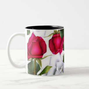 Rote & Weiße Rosen Shabby Chic Rustikal Moderner G Zweifarbige Tasse
