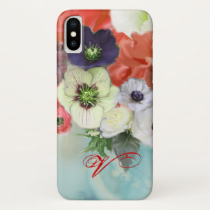 ROTE WEISSE ROSEN UND ANEMONEN BLUME MONOGRAM Case-Mate iPhone HÜLLE