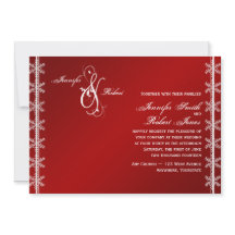 Rote weiße Schneeflocke-Winter-Hochzeits-Einladung