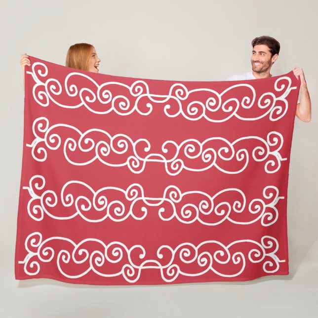 Rote weiße Schriftrollen Fleecedecke (Beispiel)