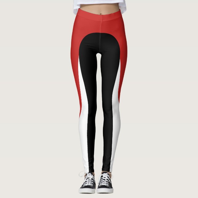 Rote/weiße/schwarze Muster-Leggings Leggings (Vorderseite)