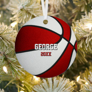 rote weiße Sport-Andenken-Basketball Ornament Aus Metall
