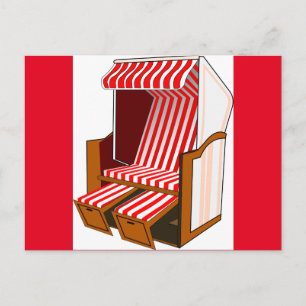 Rote & Weiße Strandstuhl-Themen-Postkarte Postkarte