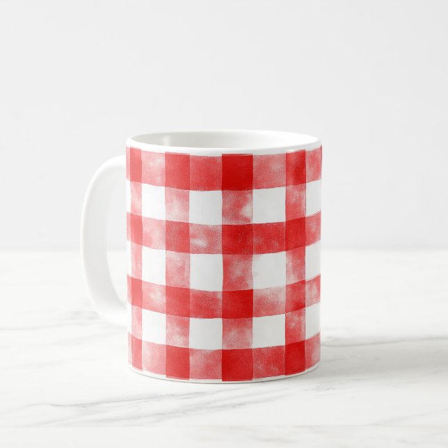 Rote weiße Streifen Kaffeetasse (Vorderseite Links)