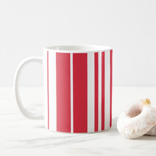 Rote weiße Streifen Küste Kaffeetasse (Mit Donut)