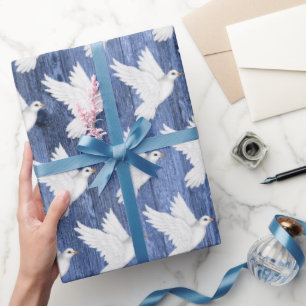 Rote weiße Tauben rustikale Hochzeit Geschenkpapier