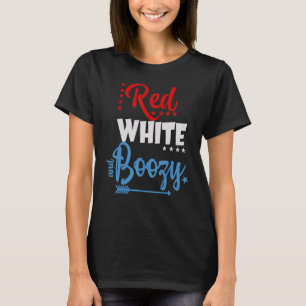 Rote Weiße Trinkende Amerikanische Flagge Vierter T-Shirt