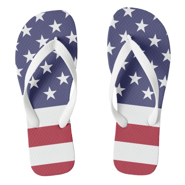 Rote, weiße und blaue amerikanische Flagge Flip Flops (Fußbett)