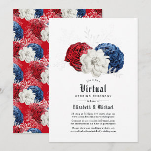 Rote Weiße und Blaue Amerikanische Online-Hochzeit Einladung