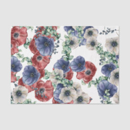 Rote, weiße und blaue Blumen Seidenpapier