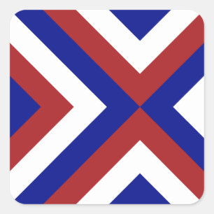 Rote, weiße und blaue Chevronen Quadratischer Aufkleber