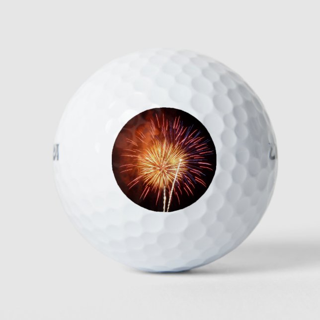 Rote, weiße und blaue Feuerwerke I Patriotic Golfball (Vorderseite)