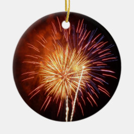 Rote, weiße und blaue Feuerwerke I Patriotic Keramikornament