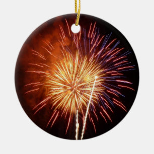 Rote, weiße und blaue Feuerwerke I Patriotic Keramikornament