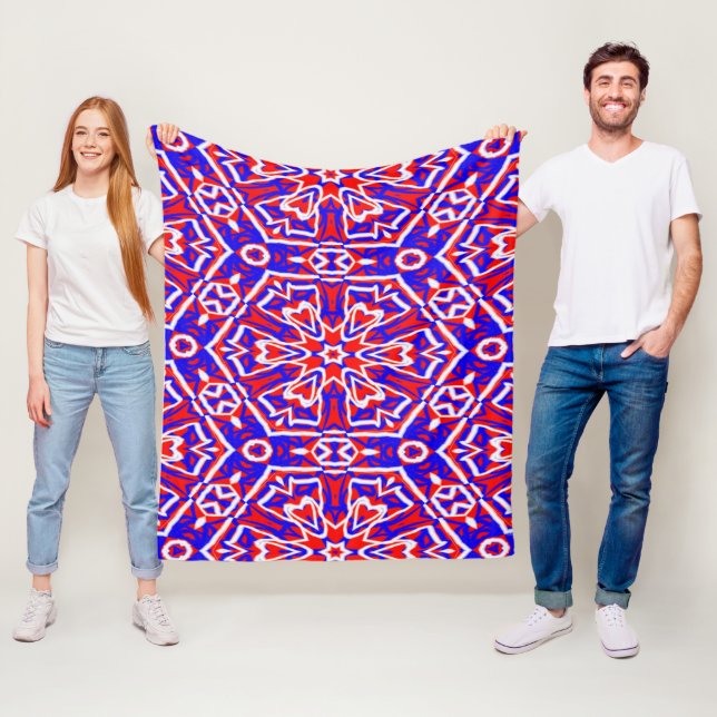 Rote, Weiße und Blaue Geometrien Fleecedecke (Beispiel)