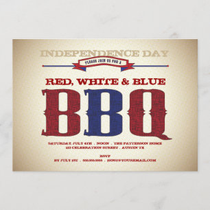 Rote, Weiße und Blaue Old Time July 4th BBQ-Einlad Einladung