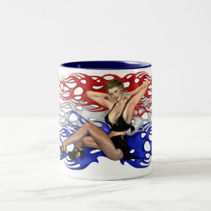 Rote, weiße und blaue Ruhm Button-oben Tasse